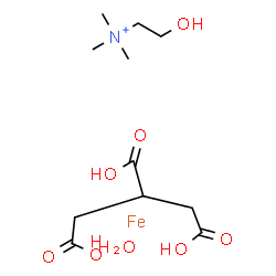 ChemSpider 2D Image | 2-hydroxyethyl-trimethyl-ammonium; iron; propane-1,2,3-tricarboxylic acid; hydrate | C11H24FeNO8