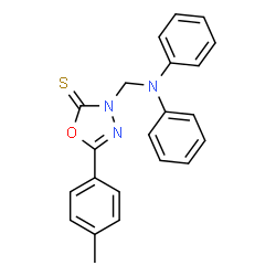 ChemSpider 2D Image | 3-[(Diphenylamino)methyl]-5-(4-methylphenyl)-1,3,4-oxadiazole-2(3H)-thione | C22H19N3OS