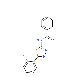 ChemSpider 2D Image | N-[5-(2-Chlorophenyl)-1,3,4-thiadiazol-2-yl]-4-(2-methyl-2-propanyl)benzamide | C19H18ClN3OS
