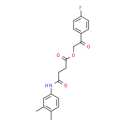ChemSpider 2D Image | 2-(4-fluorophenyl)-2-oxoethyl 3-[(3,4-dimethylphenyl)carbamoyl]propanoate | C20H20FNO4