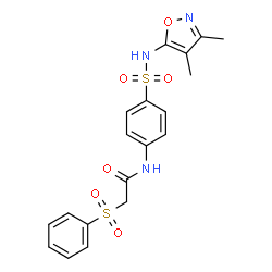 ChemSpider 2D Image | N-{4-[(3,4-Dimethyl-1,2-oxazol-5-yl)sulfamoyl]phenyl}-2-(phenylsulfonyl)acetamide | C19H19N3O6S2
