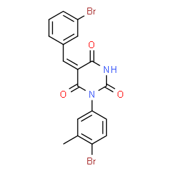 ChemSpider 2D Image | (5E)-5-(3-Bromobenzylidene)-1-(4-bromo-3-methylphenyl)-2,4,6(1H,3H,5H)-pyrimidinetrione | C18H12Br2N2O3