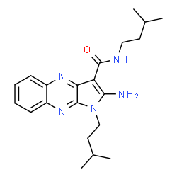 ChemSpider 2D Image | 2-Amino-N,1-bis(3-methylbutyl)-1H-pyrrolo[2,3-b]quinoxaline-3-carboxamide | C21H29N5O