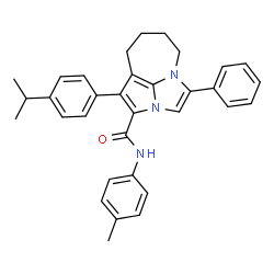 ChemSpider 2D Image | 1-(4-Isopropylphenyl)-N-(4-methylphenyl)-4-phenyl-5,6,7,8-tetrahydro-2a,4a-diazacyclopenta[cd]azulene-2-carboxamide | C33H33N3O