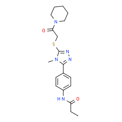ChemSpider 2D Image | N-[4-(4-Methyl-5-{[2-oxo-2-(1-piperidinyl)ethyl]sulfanyl}-4H-1,2,4-triazol-3-yl)phenyl]propanamide | C19H25N5O2S