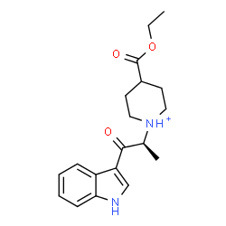ChemSpider 2D Image | 4-(Ethoxycarbonyl)-1-[(2S)-1-(1H-indol-3-yl)-1-oxo-2-propanyl]piperidinium | C19H25N2O3