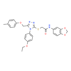 ChemSpider 2D Image | N-(1,3-Benzodioxol-5-yl)-2-({4-(4-ethoxyphenyl)-5-[(4-methylphenoxy)methyl]-4H-1,2,4-triazol-3-yl}sulfanyl)acetamide | C27H26N4O5S