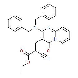 ChemSpider 2D Image | Ethyl (2E)-2-cyano-3-[2-(dibenzylamino)-4-oxo-4H-pyrido[1,2-a]pyrimidin-3-yl]acrylate | C28H24N4O3