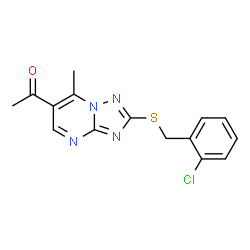 ChemSpider 2D Image | 1-{2-[(2-Chlorobenzyl)sulfanyl]-7-methyl[1,2,4]triazolo[1,5-a]pyrimidin-6-yl}ethanone | C15H13ClN4OS