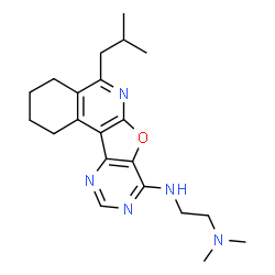 ChemSpider 2D Image | N'-(5-Isobutyl-1,2,3,4-tetrahydropyrimido[4',5':4,5]furo[2,3-c]isoquinolin-8-yl)-N,N-dimethyl-1,2-ethanediamine | C21H29N5O