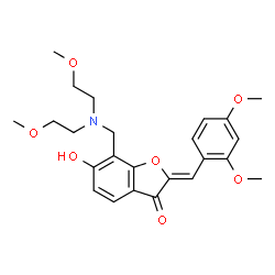 ChemSpider 2D Image | (2Z)-7-{[Bis(2-methoxyethyl)amino]methyl}-2-(2,4-dimethoxybenzylidene)-6-hydroxy-1-benzofuran-3(2H)-one | C24H29NO7