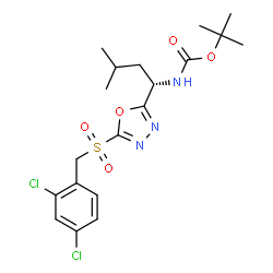 ChemSpider 2D Image | 2-Methyl-2-propanyl [(1S)-1-{5-[(2,4-dichlorobenzyl)sulfonyl]-1,3,4-oxadiazol-2-yl}-3-methylbutyl]carbamate | C19H25Cl2N3O5S