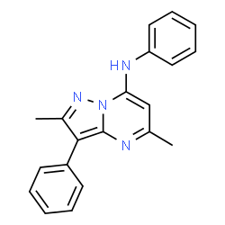ChemSpider 2D Image | 2,5-Dimethyl-N,3-diphenylpyrazolo[1,5-a]pyrimidin-7-amine | C20H18N4
