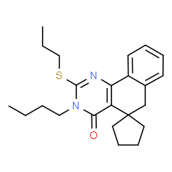 ChemSpider 2D Image | 3-Butyl-2-(propylsulfanyl)-3H-spiro[benzo[h]quinazoline-5,1'-cyclopentan]-4(6H)-one | C23H30N2OS