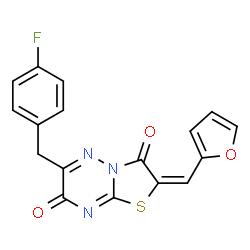 ChemSpider 2D Image | (2E)-6-(4-Fluorobenzyl)-2-(2-furylmethylene)-7H-[1,3]thiazolo[3,2-b][1,2,4]triazine-3,7(2H)-dione | C17H10FN3O3S