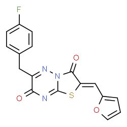 ChemSpider 2D Image | (2Z)-6-(4-Fluorobenzyl)-2-(2-furylmethylene)-7H-[1,3]thiazolo[3,2-b][1,2,4]triazine-3,7(2H)-dione | C17H10FN3O3S