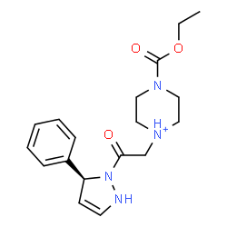 ChemSpider 2D Image | 4-(Ethoxycarbonyl)-1-{2-oxo-2-[(5S)-5-phenyl-2,5-dihydro-1H-pyrazol-1-yl]ethyl}piperazin-1-ium | C18H25N4O3