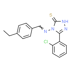 ChemSpider 2D Image | 5-(2-Chlorophenyl)-4-[(4-ethylbenzylidene)amino]-2,4-dihydro-3H-1,2,4-triazole-3-thione | C17H15ClN4S