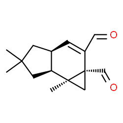 ChemSpider 2D Image | (1aR,3aS,6aS,6bS)-5,5,6b-Trimethyl-3a,4,5,6,6a,6b-hexahydrocyclopropa[e]indene-1a,2(1H)-dicarbaldehyde | C15H20O2