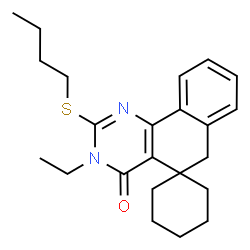ChemSpider 2D Image | 2-(Butylsulfanyl)-3-ethyl-3H-spiro[benzo[h]quinazoline-5,1'-cyclohexan]-4(6H)-one | C23H30N2OS