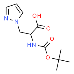 ChemSpider 2D Image | N-{[(2-Methyl-2-propanyl)oxy]carbonyl}-3-(1H-pyrazol-1-yl)alanine | C11H17N3O4