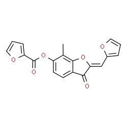 ChemSpider 2D Image | (2Z)-2-(2-Furylmethylene)-7-methyl-3-oxo-2,3-dihydro-1-benzofuran-6-yl 2-furoate | C19H12O6
