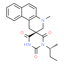 ChemSpider 2D Image | (2R)-1'-[(2R)-2-Butanyl]-4-methyl-3,4-dihydro-1H,2'H-spiro[benzo[f]quinoline-2,5'-pyrimidine]-2',4',6'(1'H,3'H)-trione | C21H23N3O3