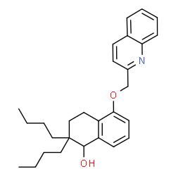 ChemSpider 2D Image | 2,2-Dibutyl-5-(2-quinolylmethoxy)-1,2,3,4-tetrahydro-1-naphthol | C28H35NO2