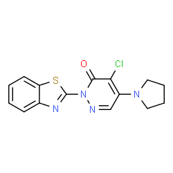 ChemSpider 2D Image | 2-(1,3-Benzothiazol-2-yl)-4-chloro-5-(1-pyrrolidinyl)-3(2H)-pyridazinone | C15H13ClN4OS