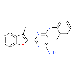 ChemSpider 2D Image | 6-(3-Methyl-1-benzofuran-2-yl)-N-(2-methylphenyl)-1,3,5-triazine-2,4-diamine | C19H17N5O