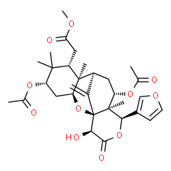 ChemSpider 2D Image | Methyl [(1S,3S,5S,7S,8S,9R,11S,12S,13R,16S)-5,11-diacetoxy-13-(3-furyl)-16-hydroxy-6,6,8,12-tetramethyl-17-methylene-15-oxo-2,14-dioxatetracyclo[7.7.1.0~1,12~.0~3,8~]heptadec-7-yl]acetate | C31H40O11