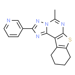 ChemSpider 2D Image | 5-Methyl-2-(3-pyridinyl)-8,9,10,11-tetrahydro[1]benzothieno[3,2-e][1,2,4]triazolo[1,5-c]pyrimidine | C17H15N5S