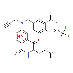 ChemSpider 2D Image | N-{4-[{[4-hydroxy-2-(trifluoromethyl)quinazolin-6-yl]methyl}(prop-2-yn-1-yl)amino]benzoyl}glutamic acid | C25H21F3N4O6