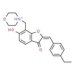 ChemSpider 2D Image | 4-{[(2E)-2-(4-Ethylbenzylidene)-6-hydroxy-3-oxo-2,3-dihydro-1-benzofuran-7-yl]methyl}morpholin-4-ium | C22H24NO4