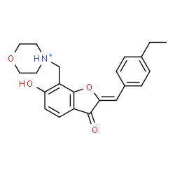 ChemSpider 2D Image | 4-{[(2Z)-2-(4-Ethylbenzylidene)-6-hydroxy-3-oxo-2,3-dihydro-1-benzofuran-7-yl]methyl}morpholin-4-ium | C22H24NO4
