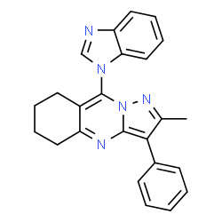 ChemSpider 2D Image | 9-(1H-Benzimidazol-1-yl)-2-methyl-3-phenyl-5,6,7,8-tetrahydropyrazolo[5,1-b]quinazoline | C24H21N5