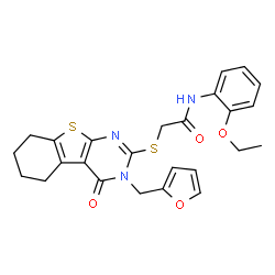 ChemSpider 2D Image | N-(2-Ethoxyphenyl)-2-{[3-(2-furylmethyl)-4-oxo-3,4,5,6,7,8-hexahydro[1]benzothieno[2,3-d]pyrimidin-2-yl]sulfanyl}acetamide | C25H25N3O4S2