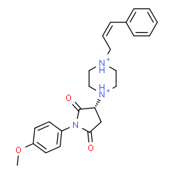 ChemSpider 2D Image | 1-[(3R)-1-(4-Methoxyphenyl)-2,5-dioxo-3-pyrrolidinyl]-4-[(2Z)-3-phenyl-2-propen-1-yl]piperazinediium | C24H29N3O3