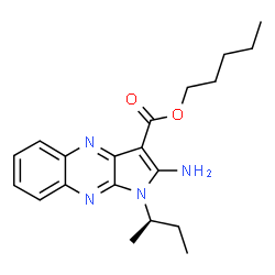ChemSpider 2D Image | Pentyl 2-amino-1-[(2R)-2-butanyl]-1H-pyrrolo[2,3-b]quinoxaline-3-carboxylate | C20H26N4O2