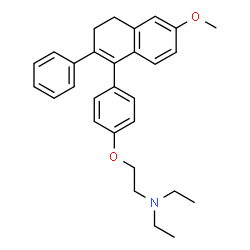 ChemSpider 2D Image | N,N-Diethyl-2-[4-(6-methoxy-2-phenyl-3,4-dihydro-1-naphthalenyl)phenoxy]ethanamine | C29H33NO2