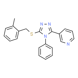 ChemSpider 2D Image | 3-{5-[(2-Methylbenzyl)sulfanyl]-4-phenyl-4H-1,2,4-triazol-3-yl}pyridine | C21H18N4S