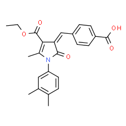 ChemSpider 2D Image | 4-{(Z)-[1-(3,4-Dimethylphenyl)-4-(ethoxycarbonyl)-5-methyl-2-oxo-1,2-dihydro-3H-pyrrol-3-ylidene]methyl}benzoic acid | C24H23NO5