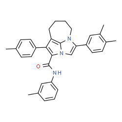 ChemSpider 2D Image | 4-(3,4-Dimethylphenyl)-N-(3-methylphenyl)-1-(4-methylphenyl)-5,6,7,8-tetrahydro-2a,4a-diazacyclopenta[cd]azulene-2-carboxamide | C33H33N3O