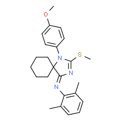 ChemSpider 2D Image | (4Z)-N-(2,6-Dimethylphenyl)-1-(4-methoxyphenyl)-2-(methylsulfanyl)-1,3-diazaspiro[4.5]dec-2-en-4-imine | C24H29N3OS