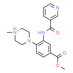 ChemSpider 2D Image | 4-{4-(Methoxycarbonyl)-2-[(3-pyridinylcarbonyl)amino]phenyl}-1-methylpiperazin-1-ium | C19H23N4O3