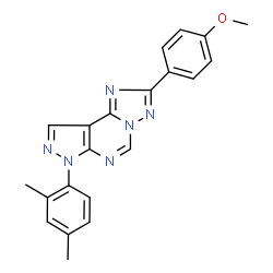 ChemSpider 2D Image | 7-(2,4-Dimethylphenyl)-2-(4-methoxyphenyl)-7H-pyrazolo[4,3-e][1,2,4]triazolo[1,5-c]pyrimidine | C21H18N6O
