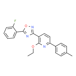 ChemSpider 2D Image | 2-Ethoxy-3-[5-(2-fluorophenyl)-1,2,4-oxadiazol-3-yl]-6-(4-methylphenyl)pyridine | C22H18FN3O2