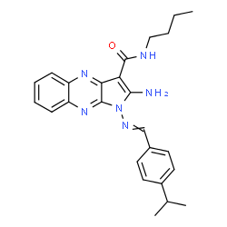 ChemSpider 2D Image | 2-Amino-N-butyl-1-[(4-isopropylbenzylidene)amino]-1H-pyrrolo[2,3-b]quinoxaline-3-carboxamide | C25H28N6O