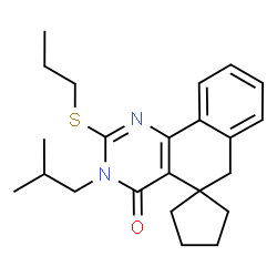 ChemSpider 2D Image | 3-Isobutyl-2-(propylsulfanyl)-3H-spiro[benzo[h]quinazoline-5,1'-cyclopentan]-4(6H)-one | C23H30N2OS