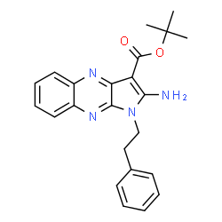ChemSpider 2D Image | 2-Methyl-2-propanyl 2-amino-1-(2-phenylethyl)-1H-pyrrolo[2,3-b]quinoxaline-3-carboxylate | C23H24N4O2